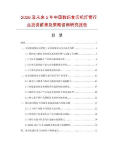 2026及未來5年中國數(shù)碼復(fù)印機燈管行業(yè)投資前景及策略咨詢研究報告