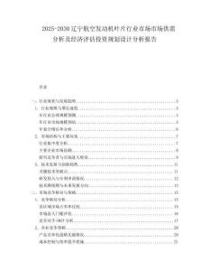 2025-2030辽宁航空发动机叶片行业市场市场供需分析及经济评估投资规划设计分析报告