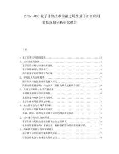 2025-2030量子计算技术前沿进展及量子加密应用前景规划分析研究报告