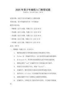 2025年青少年編程入門教程試題