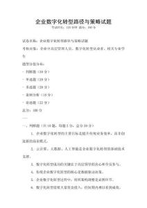 企業數字化轉型路徑與策略試題