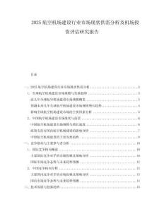 2025航空機場建設行業(yè)市場現(xiàn)狀供需分析及機場投資評估研究報告