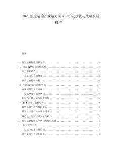 2025航空運輸行業(yè)運力需求分析及投資與戰(zhàn)略發(fā)展研究