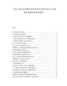 2025-2030錄音棚聲學設計優化方案與音樂工業化制作品牌培育研究報告