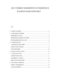 2025中国能源开发地热能利用行业市场现状供需分析及投资评估规划分析研究报告