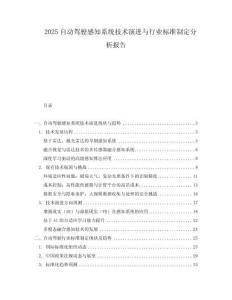 2025自動駕駛感知系統技術演進與行業標準制定分析報告