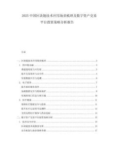 2025中國區塊鏈技術應用場景梳理及數字資產交易平臺投資策略分析報告