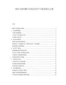 2025-2030煤礦行業安全生產與資金投入方案