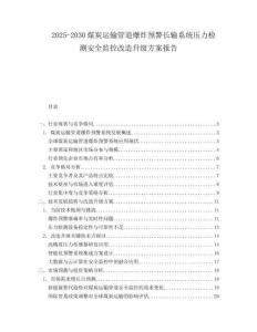2025-2030煤炭運輸管道爆炸預警長輸系統壓力檢測安全監控改造升級方案報告