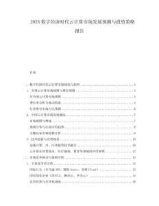 2025數字經濟時代云計算市場發展預測與投資策略報告