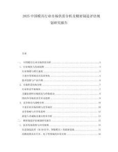 2025中国模具行业市场供需分析及精密制造评估规划研究报告