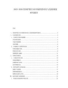 2025-2030美容護(hù)膚行業(yè)市場供需對比與發(fā)展規(guī)劃研究報(bào)告