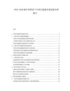 2025-2030碳中和背景下可再生能源市场发展分析报告
