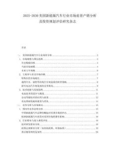 2025-2030美国新能源汽车行业市场前景产销分析及投资规划评估研究杂志
