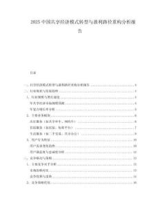 2025中國共享經濟模式轉型與盈利路徑重構分析報告