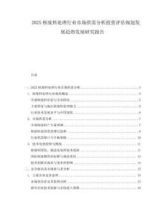 2025核废料处理行业市场供需分析投资评估规划发展趋势发展研究报告