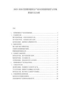 2025-2030美国影视娱乐产业内容创新现状与市场野蛮生长分析