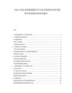2025-2030美国新能源汽车行业市场供需分析及投资评估规划分析研究报告