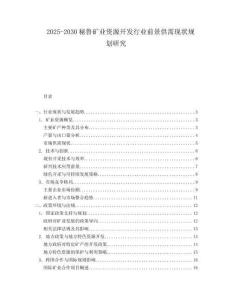 2025-2030秘魯?shù)V業(yè)資源開發(fā)行業(yè)前景供需現(xiàn)狀規(guī)劃研究