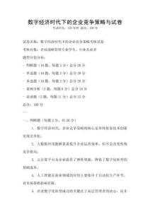 數(shù)字經(jīng)濟時代下的企業(yè)競爭策略與試卷