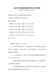 2025年國家稅務師考試沖刺卷