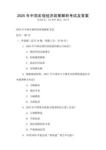 2025年中國宏觀經濟政策解析考試及答案