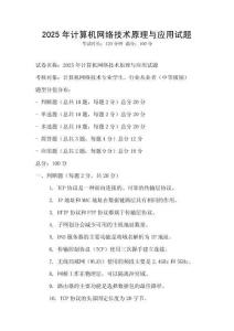 2025年计算机网络技术原理与应用试题