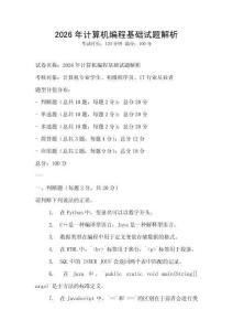 2026年计算机编程基础试题解析