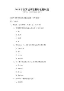 2025年计算机编程基础教程试题