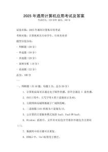 2025年通用计算机应用考试及答案