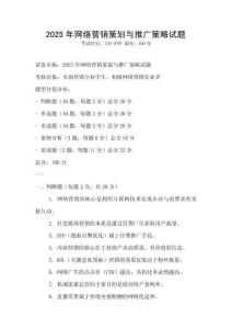 2025年網絡營銷策劃與推廣策略試題