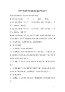 2026年新能源項目股權及設備資產轉讓合同