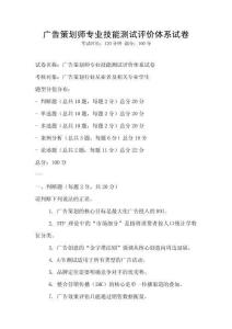 廣告策劃師專業技能測試評價體系試卷