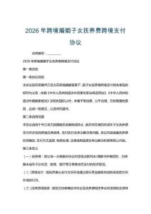 2026年跨境婚姻子女撫養費跨境支付協議
