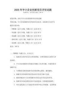 2025年中小企業創新項目評估試題