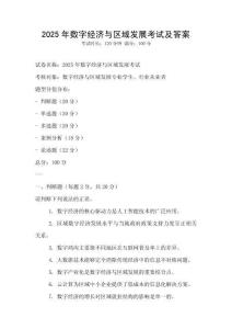 2025年數字經濟與區域發展考試及答案