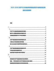 2025-2030天然氣行業輸送管道建設現狀與新能源應用前景深度解析