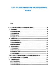 2025-2030空氣凈化細分場景解決方案定制化開發趨勢研究報告
