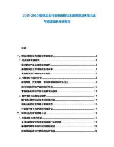 2025-2030钢铁冶金行业市场现状全面观察及环保冶金与资源循环分析报告