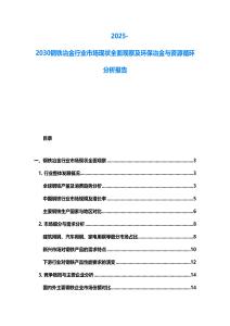 2025-2030钢铁冶金行业市场现状全面观察及环保冶金与资源循环分析报告