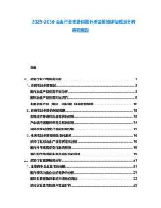2025-2030冶金行業市場供需分析及投資評估規劃分析研究報告
