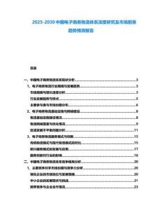 2025-2030中國電子商務物流體系深度研究及市場前景趨勢預測報告
