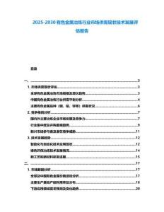 2025-2030有色金属冶炼行业市场供需现状技术发展评估报告