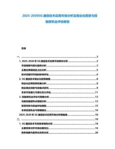 2025-20305G通信技術應用市場分析及商業化前景與投融資機會評估報告