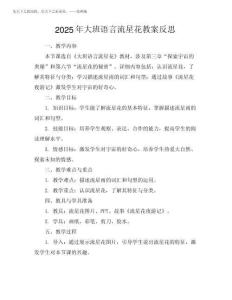 2025年大班語言流星花教案反思