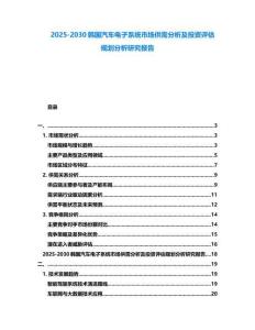 2025-2030韓國(guó)汽車(chē)電子系統(tǒng)市場(chǎng)供需分析及投資評(píng)估規(guī)劃分析研究報(bào)告