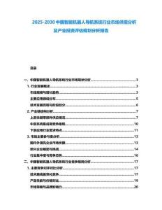 2025-2030中國(guó)智能機(jī)器人導(dǎo)航系統(tǒng)行業(yè)市場(chǎng)供需分析及產(chǎn)業(yè)投資評(píng)估規(guī)劃分析報(bào)告