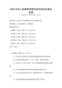 2025年無人機維修師理論知識測試試卷及答案