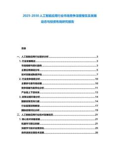 2025-2030人工智能應用行業市場競爭深度報告及發展動態與投資布局研究報告
