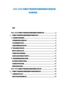 2025-2030中國地下管線探測儀器租賃服務市場商業模式創新報告